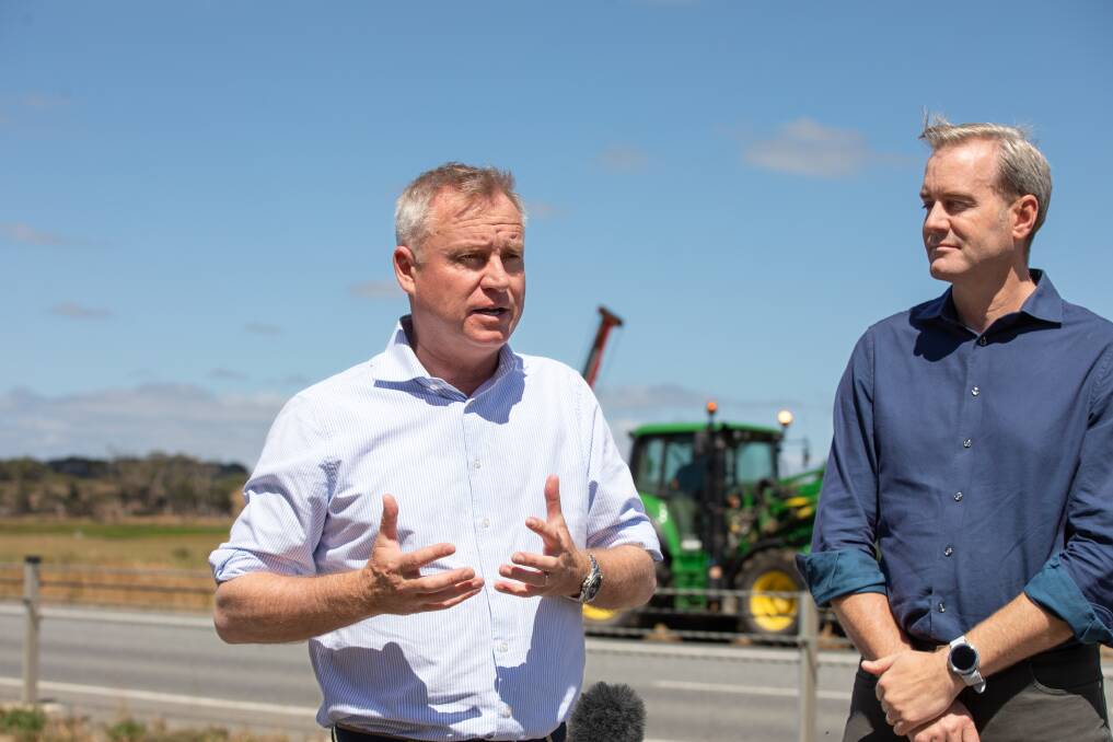 Premier Jeremy Rockliff and Infrastructure and Transport Minister Michael Ferguson visited the recently completed Monateric Road Project on Tuesday. Picture by Eve Woodhouse
