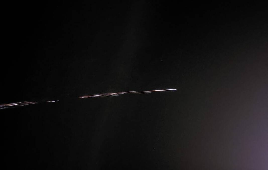 The space junk captured re-entering the Earth's atmosphere over Tasmania. Picture by Krystal Purdon 