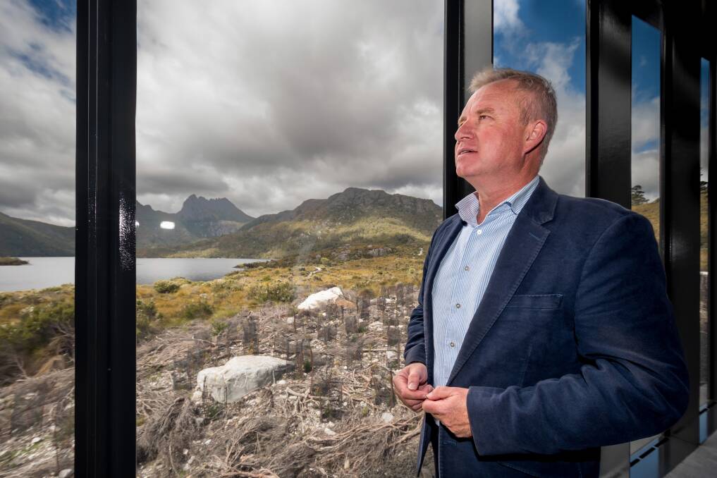 Tasmanian Premier and Tourism Minister Jeremy Rockliff in the new building overlooking Dove Lake at Cradle Mountain. Picture by Phillip Biggs