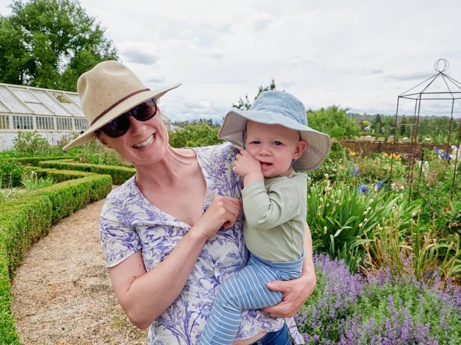 Marianna Frisk with Jasper (1), from the Tamar valley, enjoying the gardens at Entally Estate. Pictures by Rod Thompson