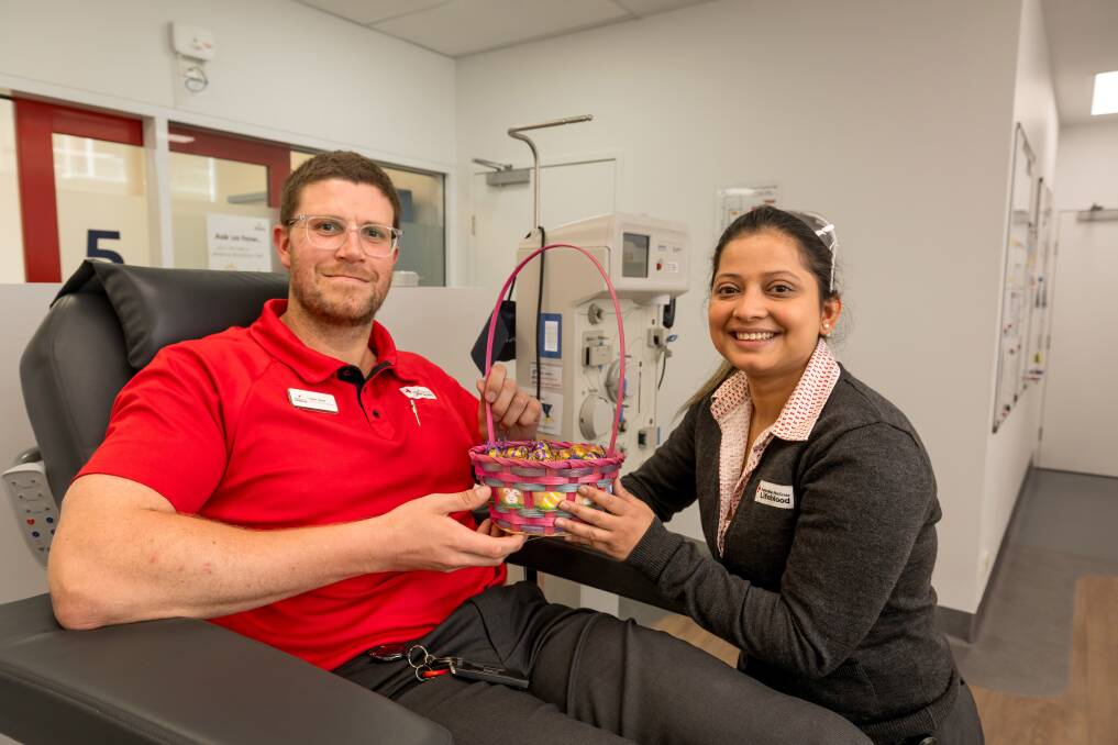 Launceston Lifeblood donor centre manager Dylan Visser and donor services assistant Sabita Adhikari at the Easter long weekend blood drive. Picture by Phillip Biggs
