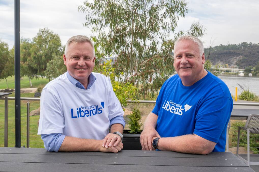 Premier Jeremy Rockliff and Liberal candidate for Bass Rob Fairs. 