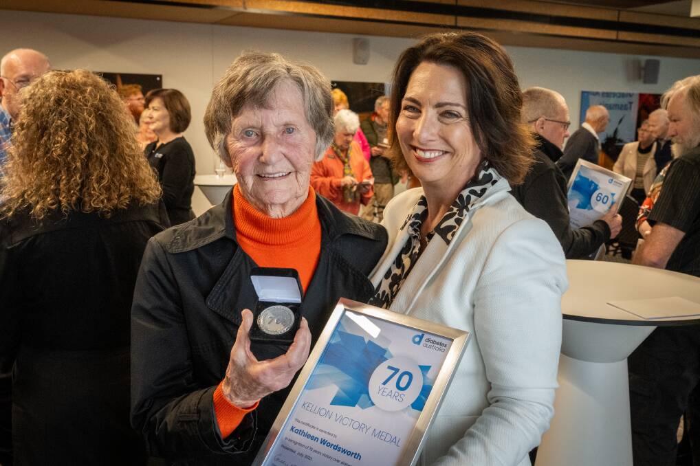 Kathleen Wordsworth from Beaconsfield with Caroline Wells, CEO in Tasmania of Diabetes Australia. Picture Paul Scambler