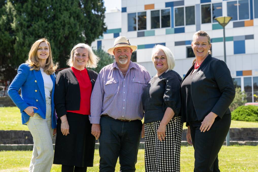 NeuroEndocrine Cancer Australia CEO Meredith Cummins, Marketing & Partnerships Manager Adie Williams, Labor Health spokesperson Anita Dow, Labor member for Bass Janie Finlay and Neuroendocrine cancer advocate Rob Hammond. Picture Paul Scambler