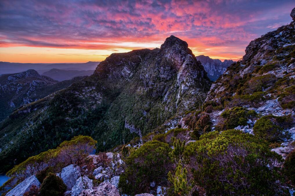 Views from Frenchmans Cap Track, Franklin-Gordon Wild Rivers National Park. Picture by Tasmania Parks and Wildlife Service.