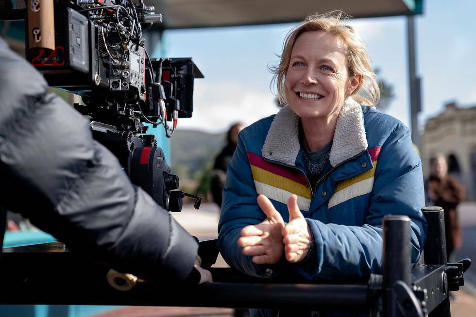 Lead actress Marta Dusseldorp on the set of Bay of Fires. Picture supplied