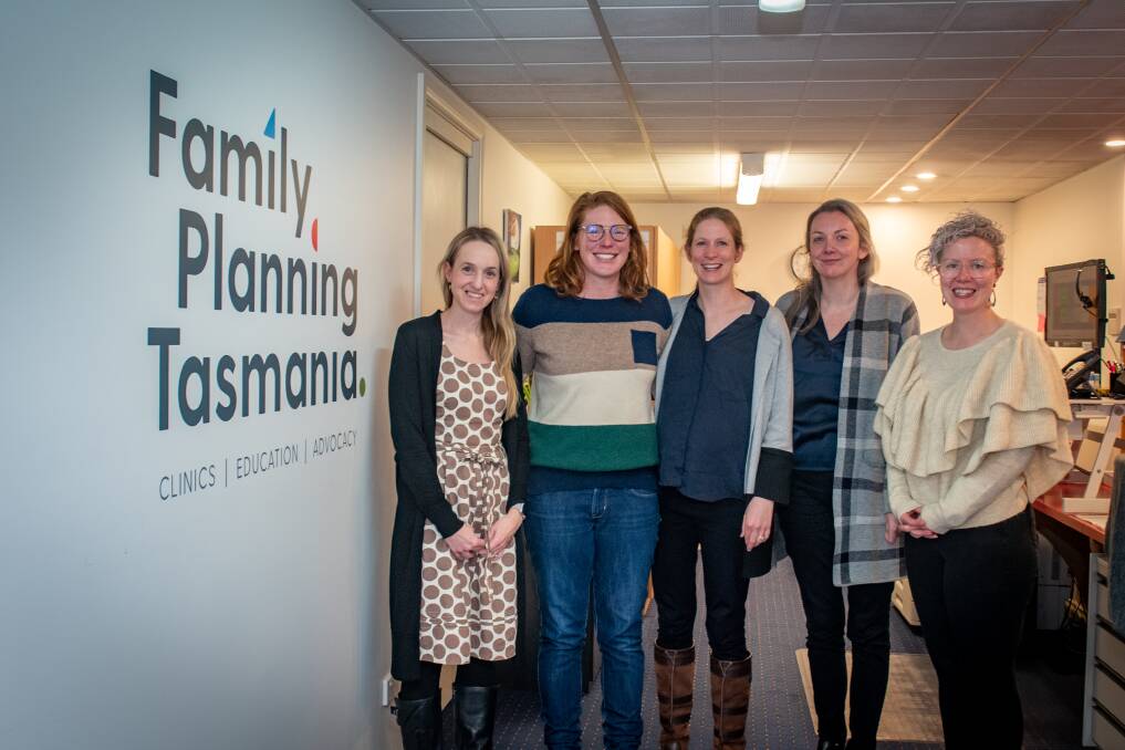Dr Joh Wilson, Dr Rosie Tilsley, Dr Claire Cugley, Clinical Services Manager Jess Willis and Megan Arnol at Family Planning Tasmania, Wellington Street Launceston. Picture by Paul Scambler