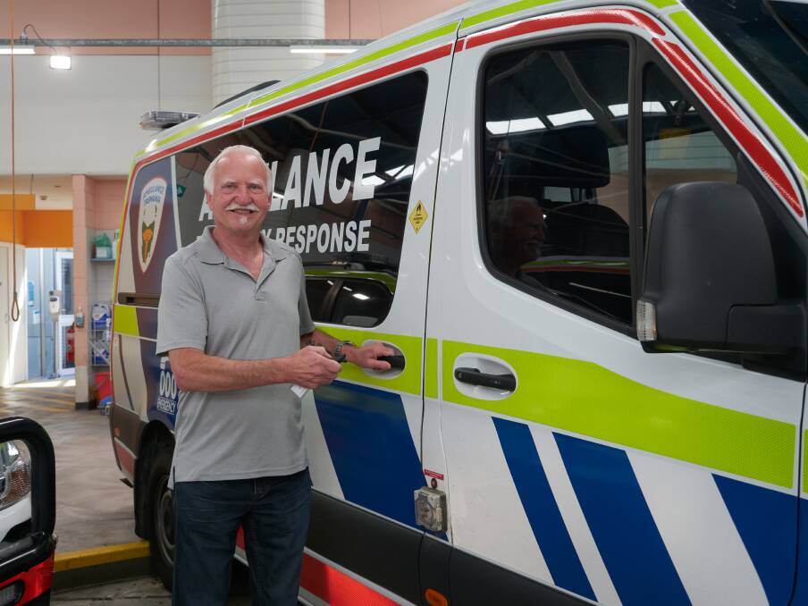 Locking up for the last time: Paramedic Gary Macreadie retires after 43 years of work. Pictures Rod Thompson