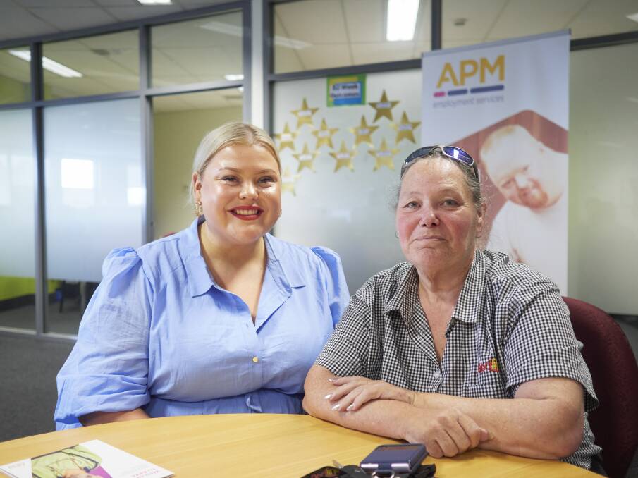 APM services case worker Paris Burnett and client Kellie Reid. Picture by Rod Thompson