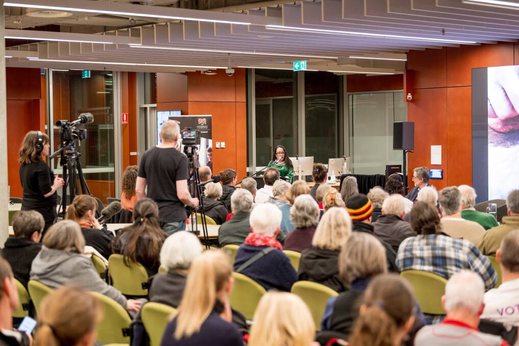 It was a full house at The Voice to Parliament discussion at UTAS on Monday night. Picture Phillip Biggs