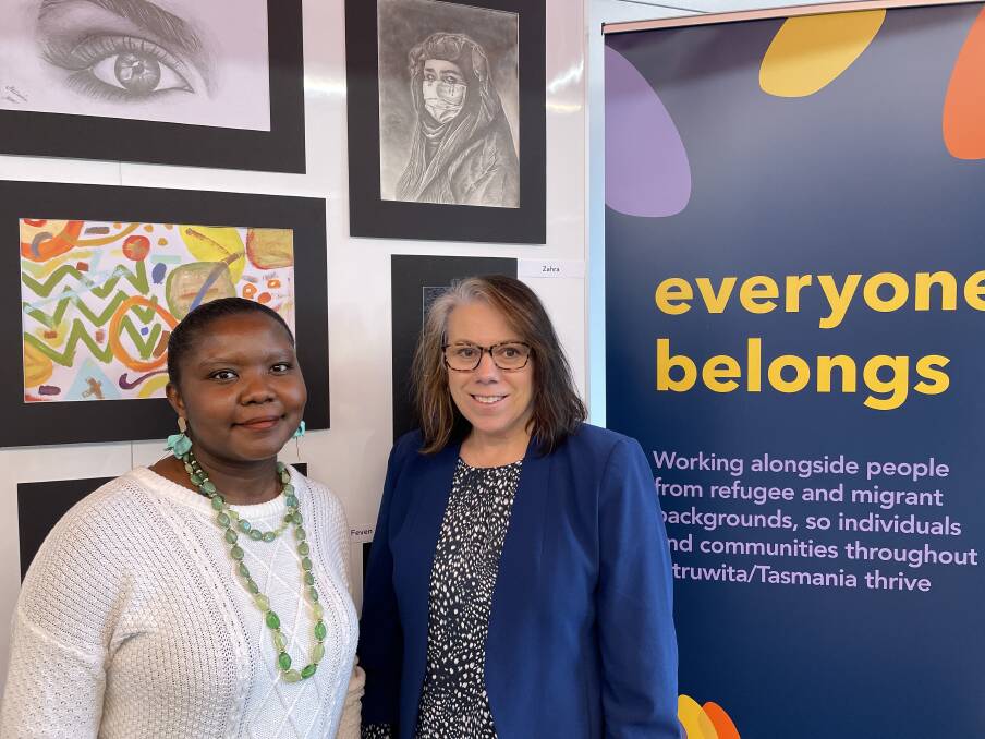 Migrant Resource Centre Tasmania senior health and wellbeing officer Irene Mukiira and chief executive Gillian Long. Picture Duncan Bailey