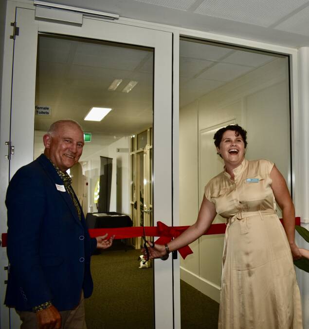 City of Launceston deputy mayor Hugh McKenzie with clinical psychologist Lyndsay Quarmby at Emerge Allied Health co-location opening. Picture supplied