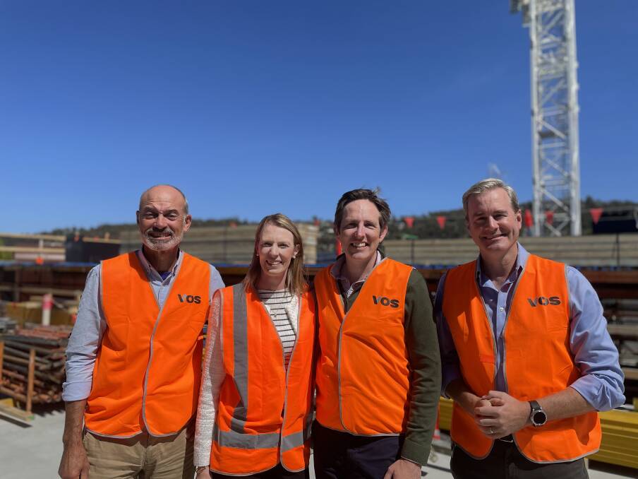 Health Minister Guy Barnett, Dr Jaclyn O'Keefe and Dr Jerome Muir Wilson of Launceston Health Hub with State Treasurer Michael Ferguson. Picture by Duncan Bailey