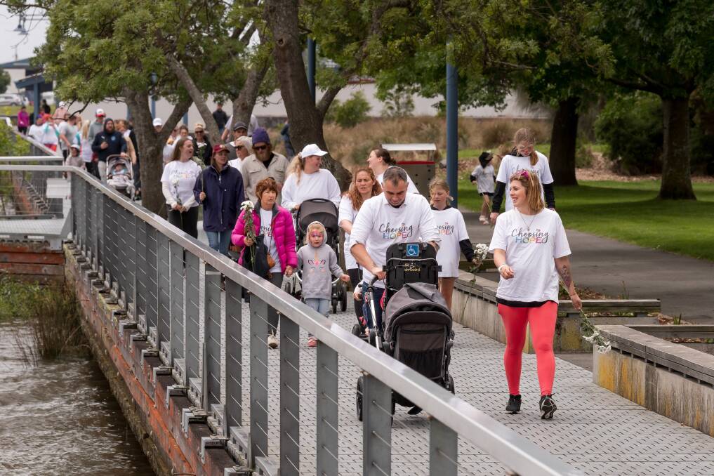 Codi Baylis leads the the Choosing Hope Walk to Remember last year. Picture Phillip Biggs