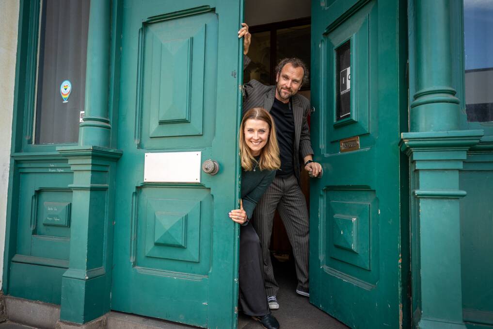 IO Performance co-founders Grace Roberts and Chris Jackson at the doors of their theatre company. Pictures Paul Scambler