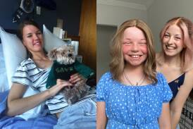 Hannah Goddard (left) will be commemorated by Cavaliers, while Heidi Edwards (pictured right with Holly Faller) will be at the Hawks' game to raise awareness for alopecia. Pictures supplied