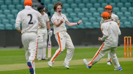 Greater Northern Raiders bowler Lachlan Clark celebrates a wicket. Picture by Phillip Biggs