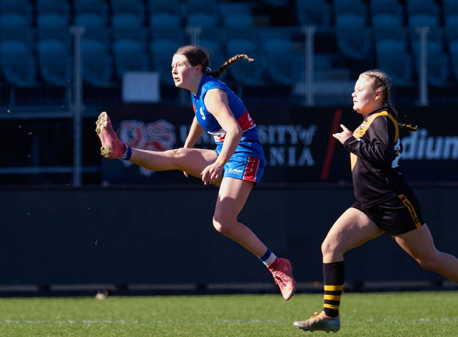 South Launceston's Aya Cottam was named best on ground in the NTJFA under-14 girls' grand final. Picture by Rod Thompson