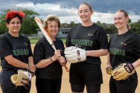 Claudia Matteo, Sheryl Burnie, Elizabeth Virieux and Sophie Tatnell will be a part of the Tasmanian side competing at the softball nationals. Picture by Phillip Biggs