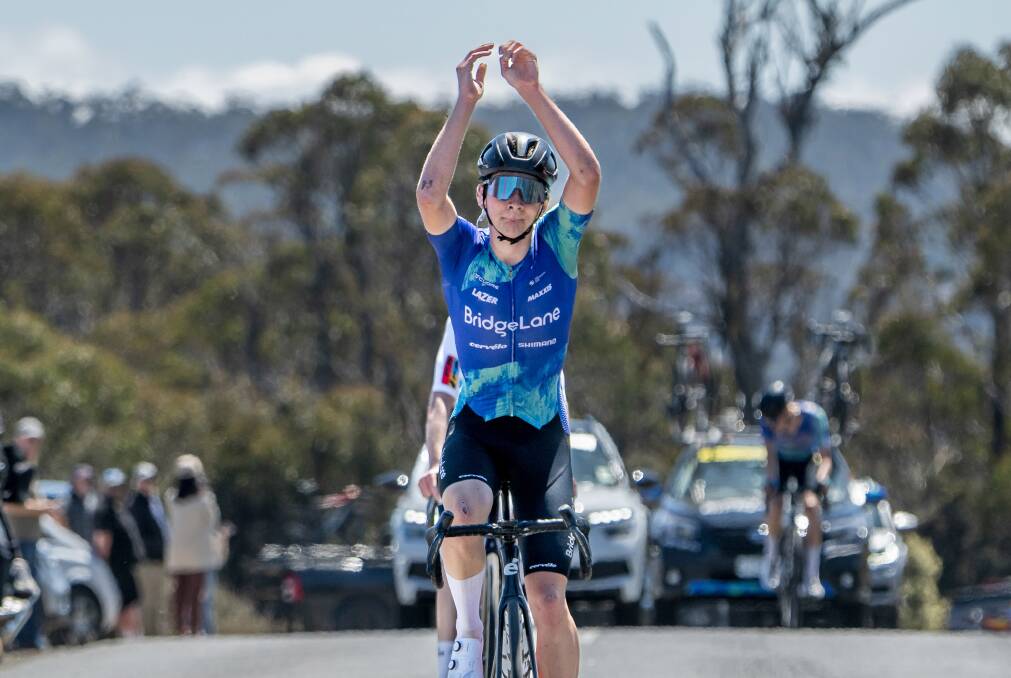 Matthew Greenwood won the Tour of Tasmania's second stage, taking the overall lead in the process. Pictures by Phillip Biggs