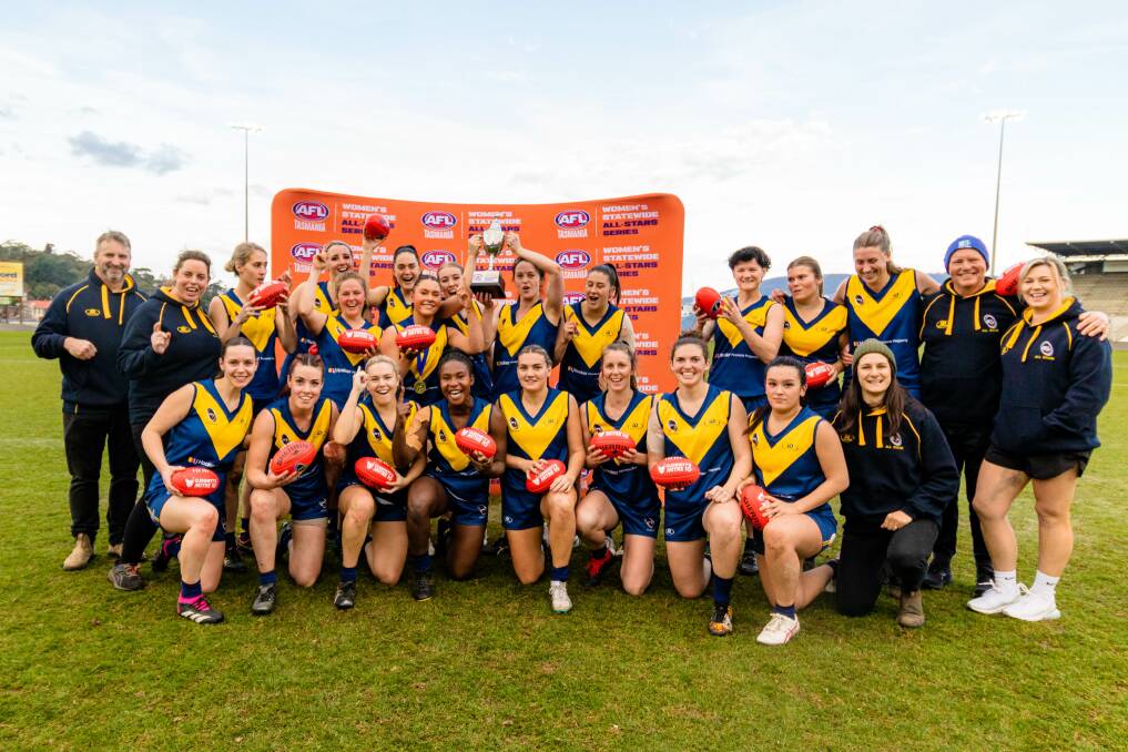 SFL's women's representative team celebrate their six-point victory over NTFA. Picture by Anthony Corke, Solstice Digital