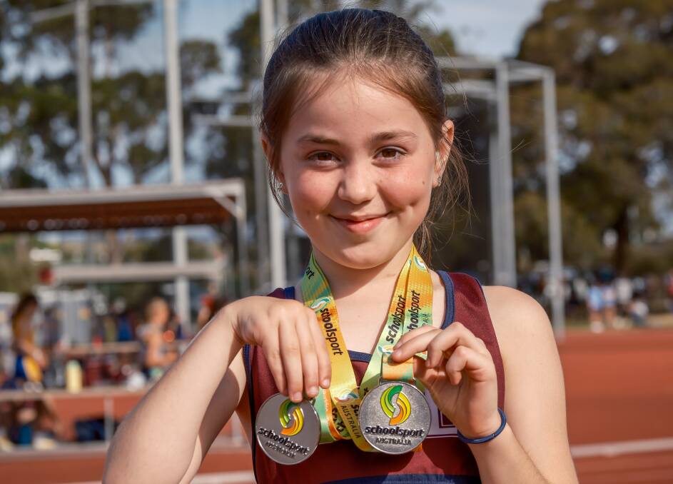 Alexis Kalofonos, 10, won two silver medals on the first day of the school sport championships. Pictures by Craig George