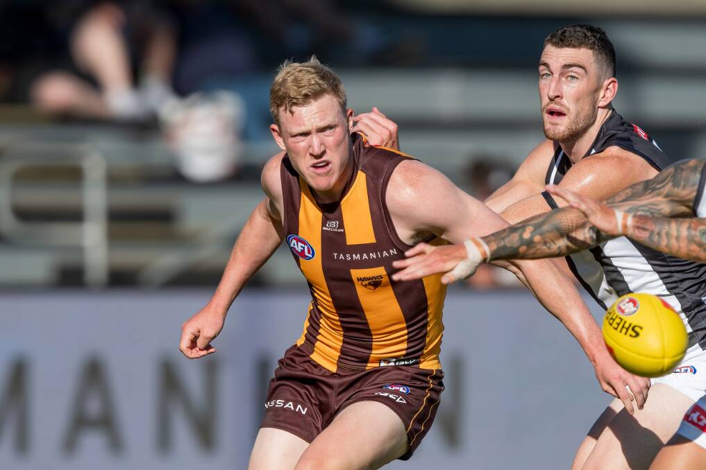 James Sicily has been instrumental for the Hawks this season and is well and truly in the conversatiopn for All-Australian. Picture by Phillip Biggs