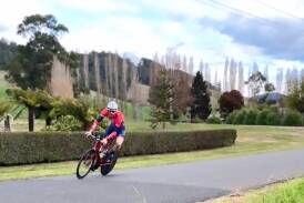 Will Clarke on his way to victory in the state time trial championships at Gunns Plains on Saturday. Pictures Facebook
