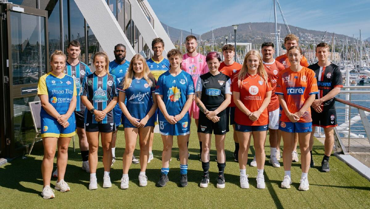 Meg Connolly (front right) at the WSL launch in Hobart in March. Picture Facebook