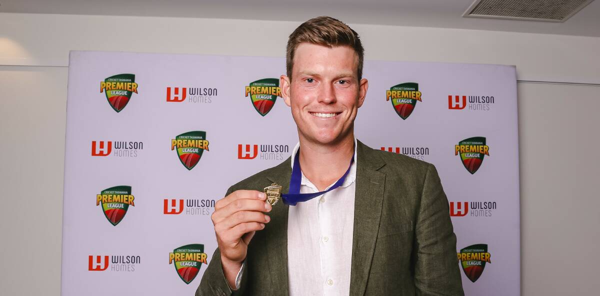 Mitchell Owen with his award at last week's presentations. Picture by Cricket Tasmania