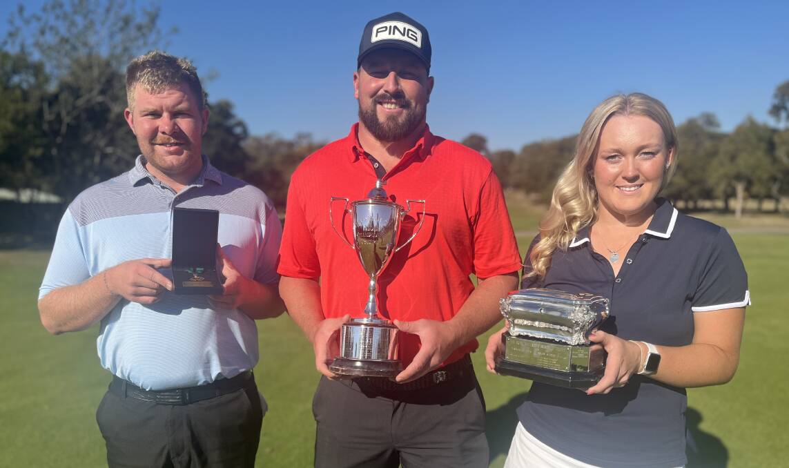 Tasmanian Open and Inclusive Championship winners Cameron Pollard (NSW). Alex Edge (NSW) and Jorjah Bailey (TAS). Picture supplied
