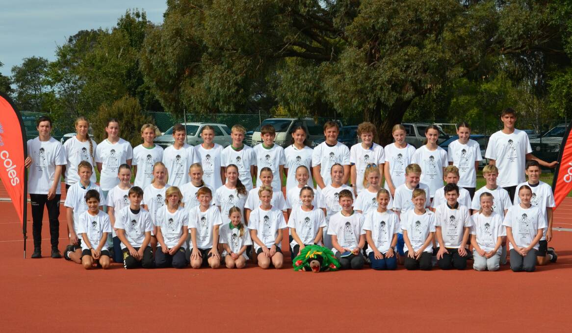 The Tasmanian little athletics team ready for national championships. Picture supplied