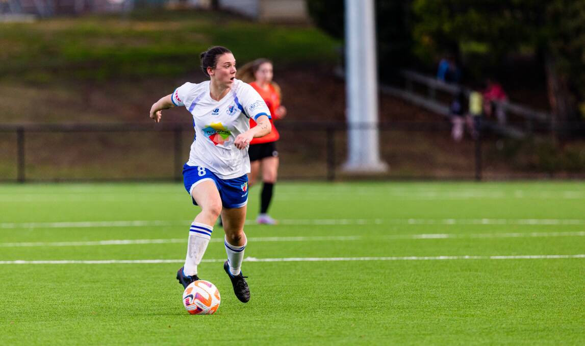 Dani Gunton on the attack for Launceston United against South Hobart. Picture by Solstice Digital