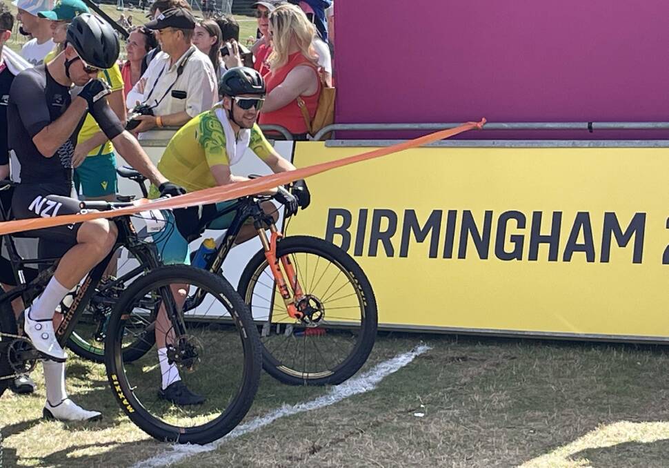 Sam Fox on the start line for the mountain biking at the 2022 Commonwealth Games in Birmingham. Picture by Tasmanian Institute of Sport	
