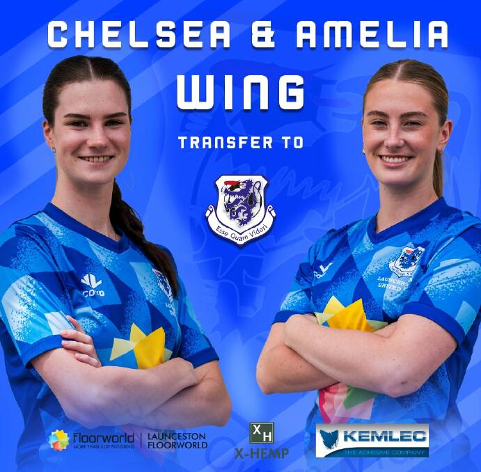 Launceston United's Facebook post announcing the signings of Chelsea and Amelia Wing.