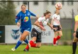 Issy Declerck in the thick of the action for Launceston United against University in Sunday's Statewide Women's Cup quarter-final at Birch Avenue. Picture by Phillip Biggs