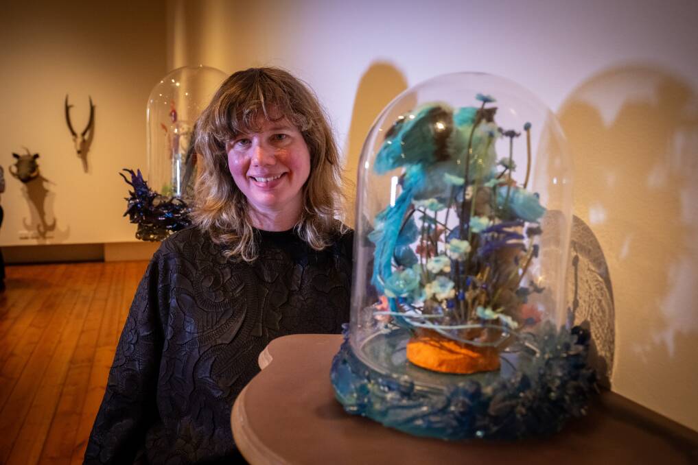 Featured artist Kate Rohde at QVMAG Royal Park's Strange Nature exhibition. Picture by Paul Scambler. 