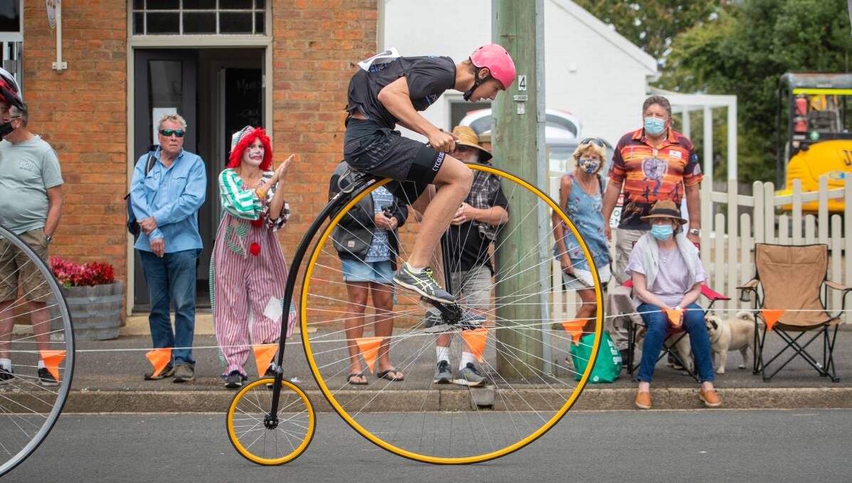 Queenslander Tom Thomson at the 2022 Penny Farthing Championships in Evandale. Picture by Paul Scambler. 
