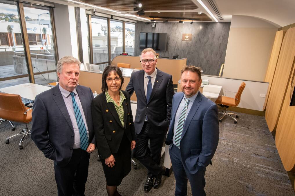 Justice Terry McGuire, Judge Sandra Taglieri, Chief Justice Will Alstergren and Judge Marcus Turnbull at the new court facilities in Henty House. Picture by Paul Scambler