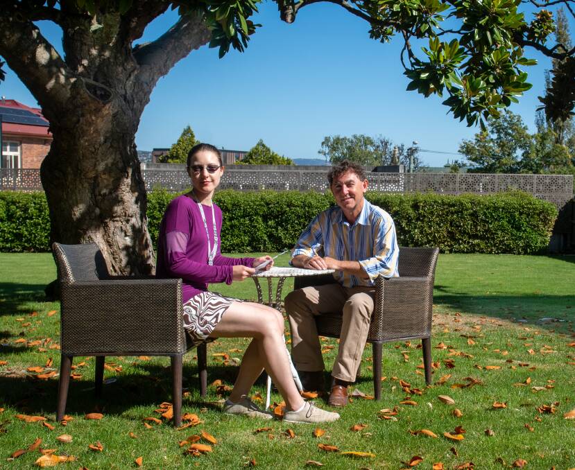 Halyna Pavlyshyn and Tony Gray in the Launceston Club garden. Picture by Paul Scambler. 
