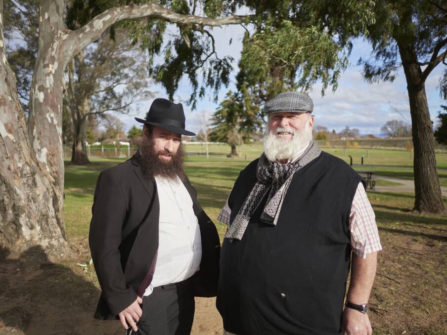 Rabbi Yochanan Gordon from Chabad of Tasmania and Northern Midlands Councillor Dick Adams. Picture by Rod Thompson. 