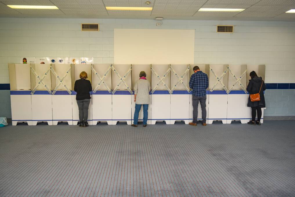 A voting booth at Trevallyn Primary School. Picture by Paul Scambler. 