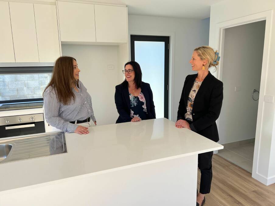 Property Council of Australia's Rebecca Ellston, Labor housing spokeswoman Ella Haddad and Labor leader Rebecca White. Picture supplied