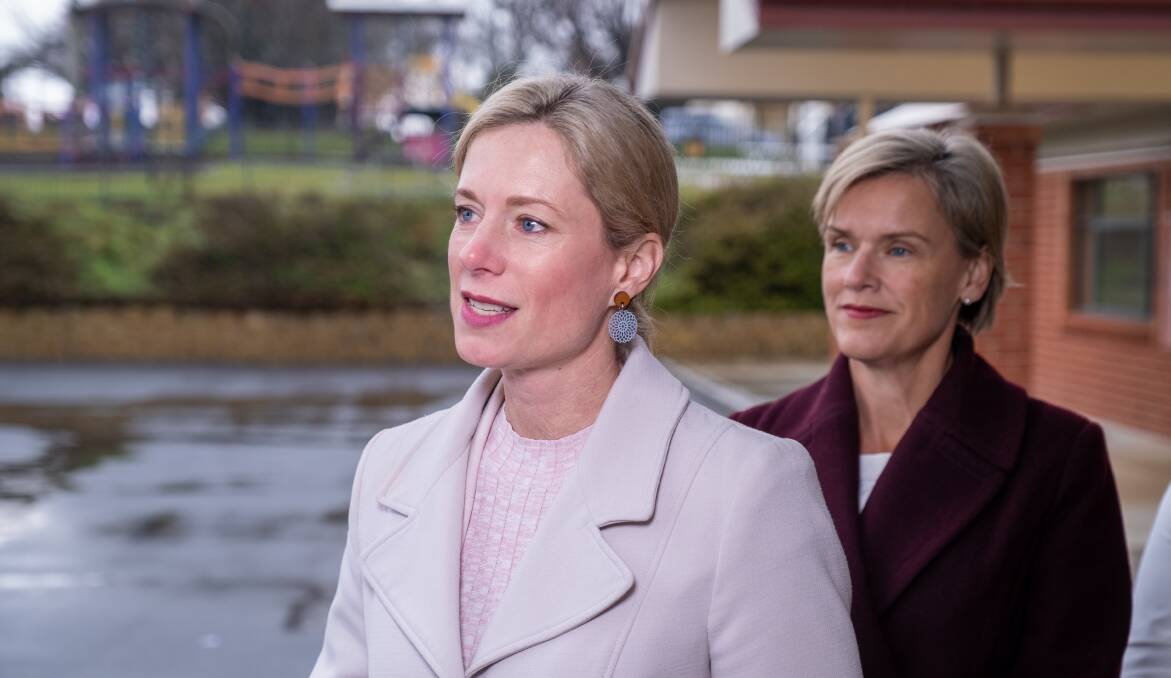 Labor leader Rebecca White and Labor member for Lyons Jen Butler at Deloraine District Hospital. Photo by Declan Durrant