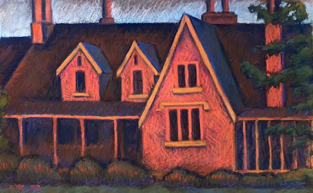 A picture of Terry Woodward's painting of the Grange Estate in Campbell Town, painted under the tutelage of John Olsen. Picture: Supplied