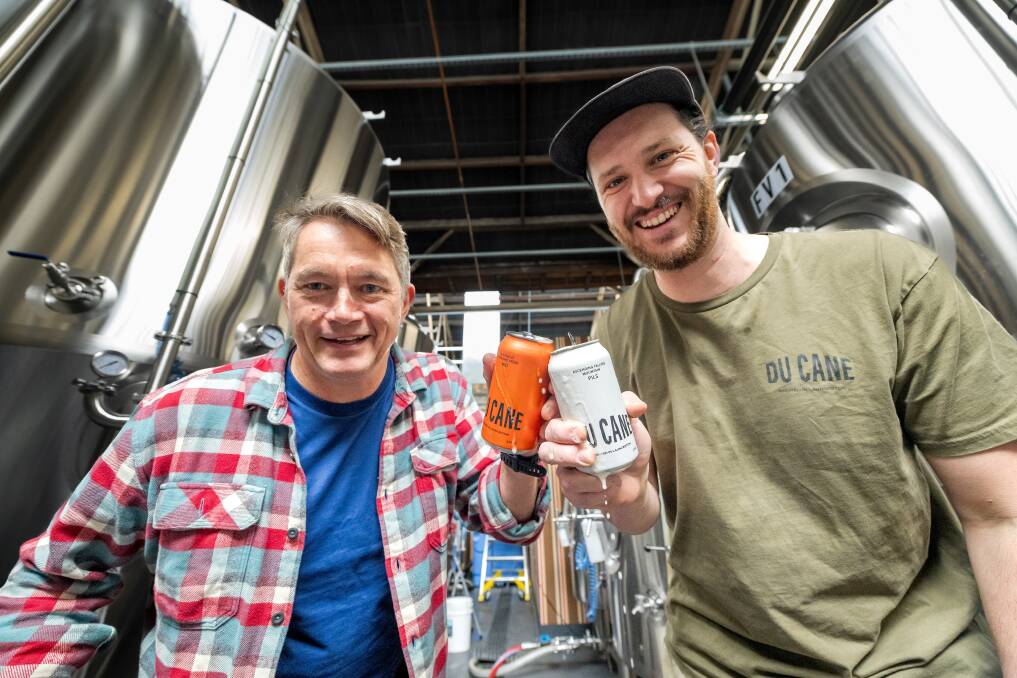 Du Cane has been awarded New Brewery of the Year. Pictured are Du Cane co-owner Sam Reid and assistant brewer Sam Phillips. Picture by Phillip Biggs
