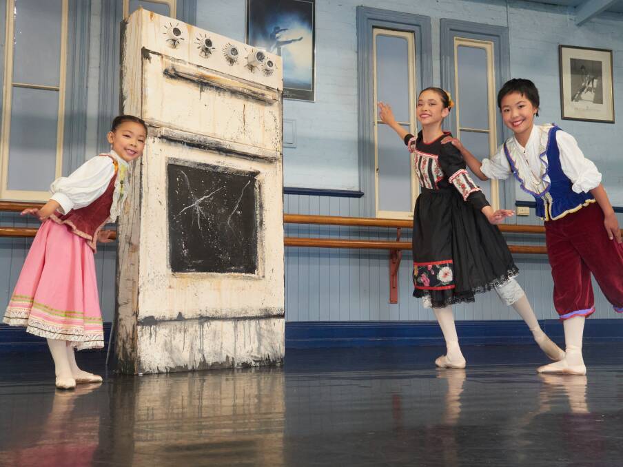 Ginny Nguyen (11), Evie Vosper (13) and Chloe Nguyen (9) star in Ballet and Dance Arts Tasmania's "Hansel and Gretel" ballet. Picture by Rod Thompson