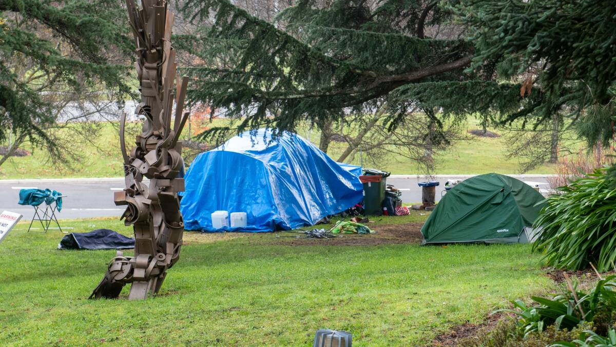 Homeless shelters and tents near the QVMAG Royal park Picture: Paul Scambler 