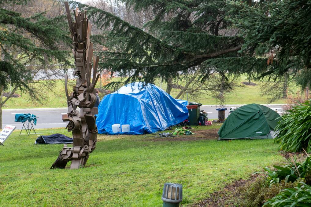 Homeless shelters and tents near the QVMAG Royal park Picture: Paul Scambler