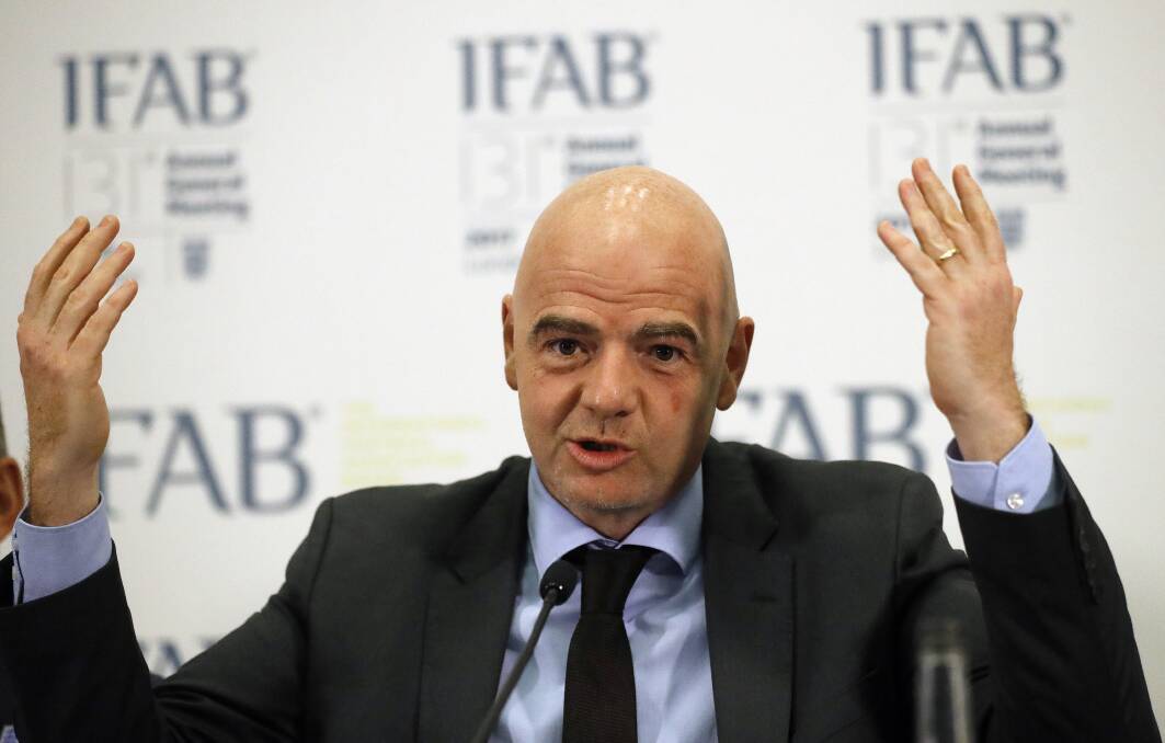 INTERNATIONAL REFEREE: FIFA President Gianni Infantino and the rest of the international governing body have given the FFA until November 30 to sort out its  internal governance ... or else. Picture: AP Photo/Frank Augstein